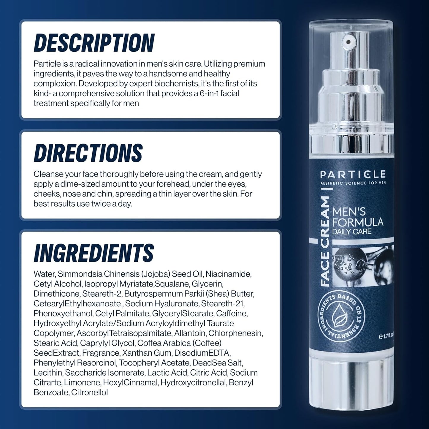 Particle 6-in-1 Face Cream for Men | Anti Aging Daily Face Cream | 1.7 FL OZ